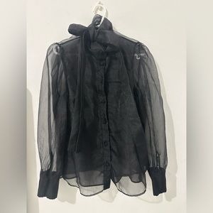 Zara Sheer long sleeve black blouse - XS